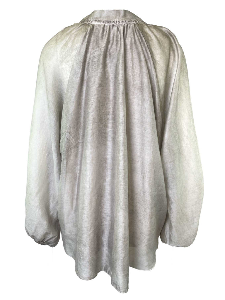 Tunika mit Bindebändern, leicht transparent, taupe, Ansicht hinten