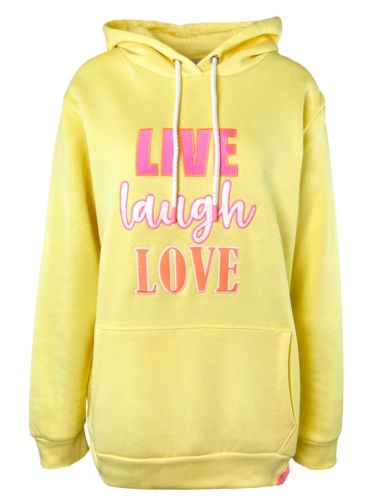 Hoodie gelb mit Front-Stick Ansicht vorn