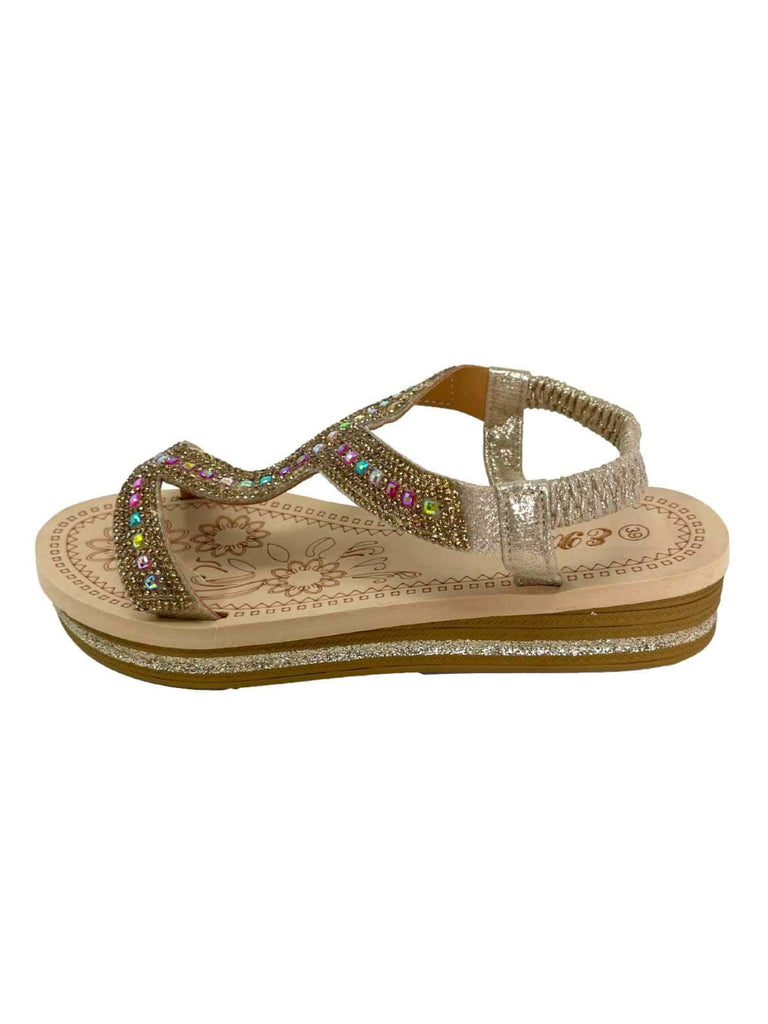 Sandalette mit Strass, beige, Ansicht seitlich