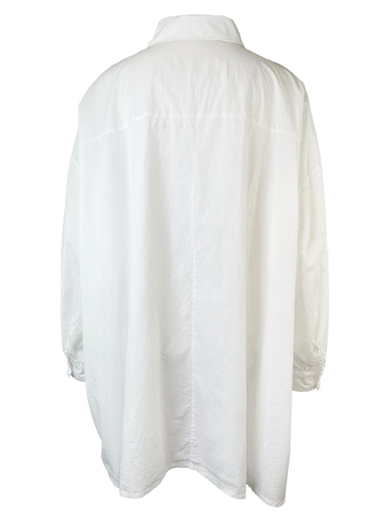Bluse weit geschnitten, langarm, weiß, Ansicht hinten