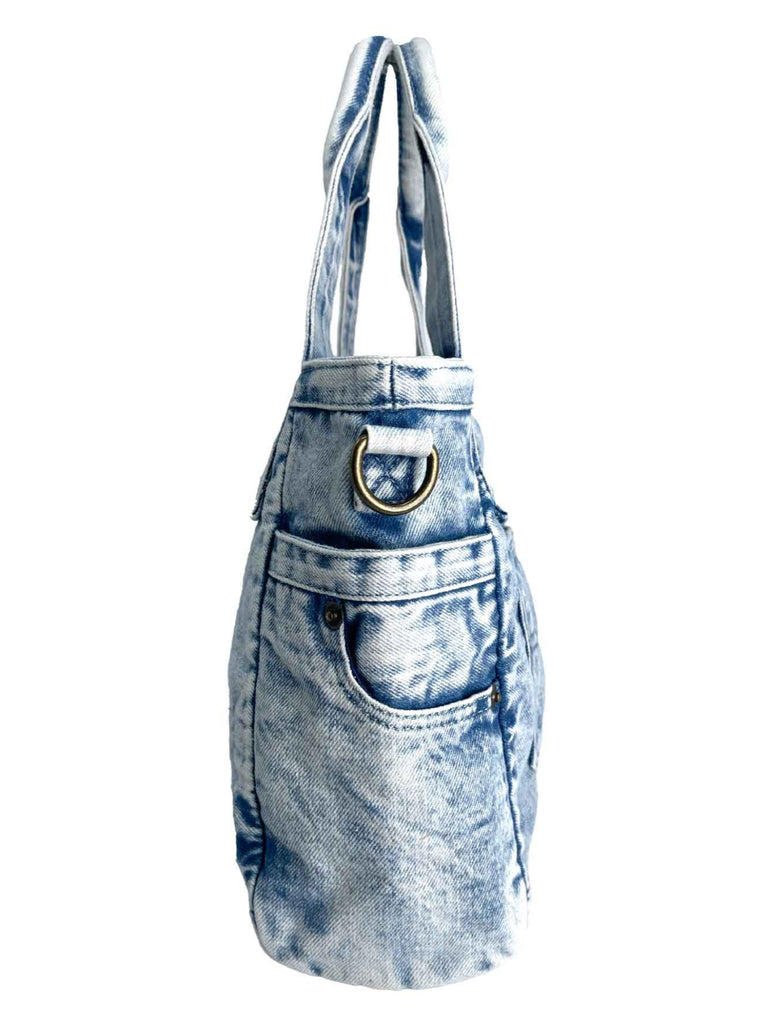 Henkeltasche, Jeans, hellblau, Ansicht seitlich