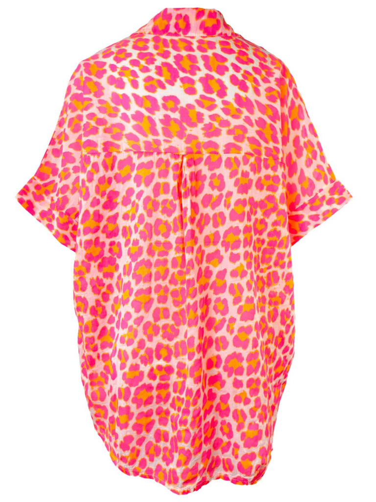 Tunika, Leo Print, Neon pink und orange, Ansicht hinten