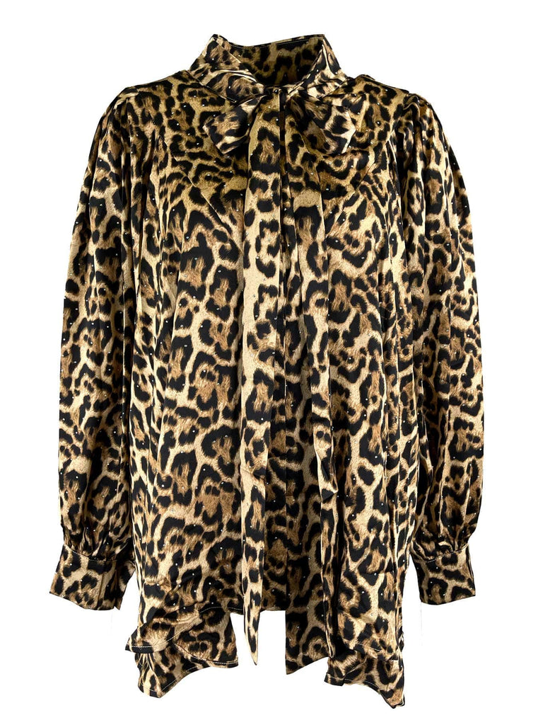 Bluse mit Scluppe, Leo und Strass, Ansicht vorne