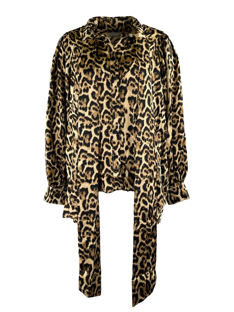 Bluse mit Scluppe, Leo und Strass, Ansicht vorne