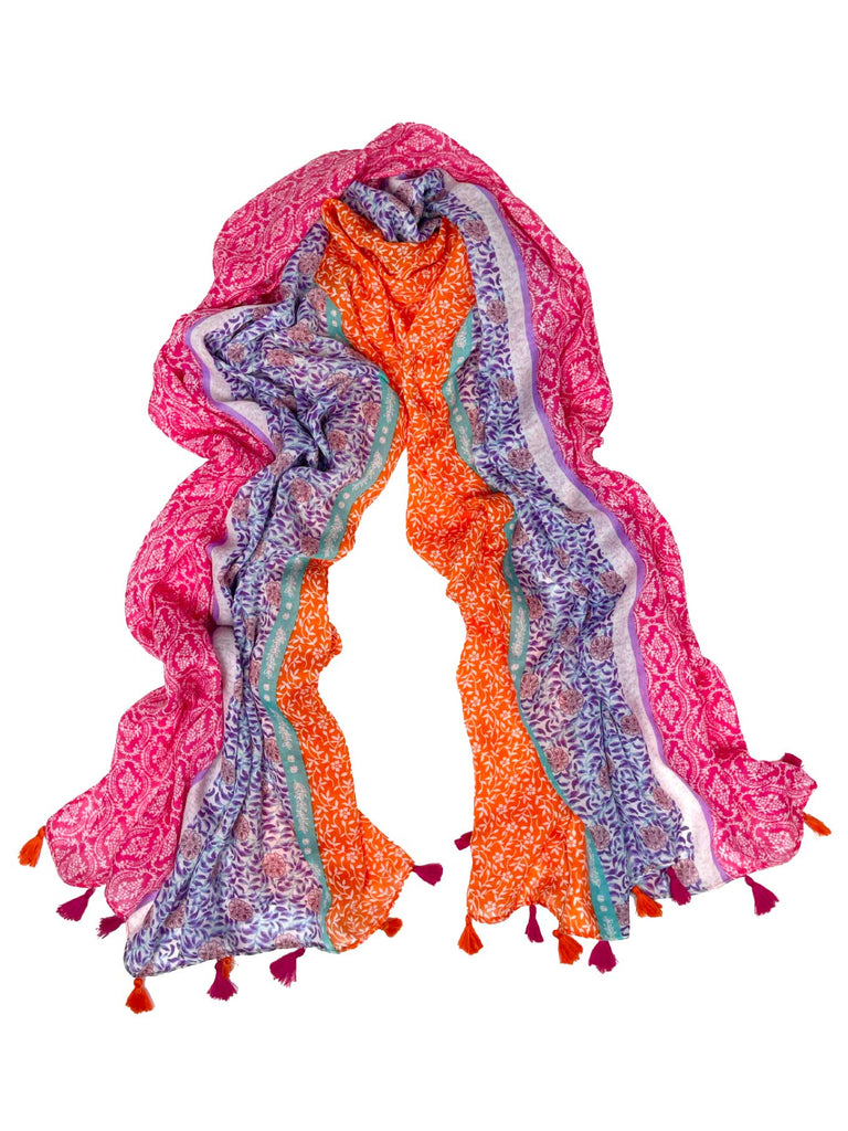 Schal, bunt, floraler Print, Ansicht vorne