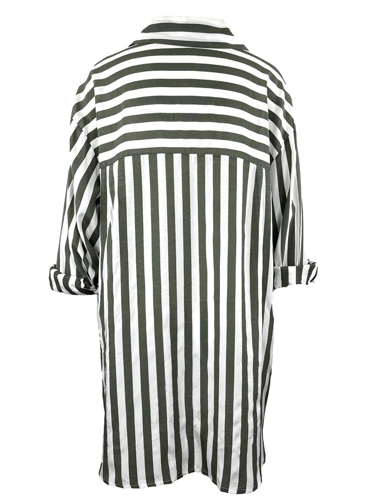 Bluse, gestreift, oliv, Ansicht hinten