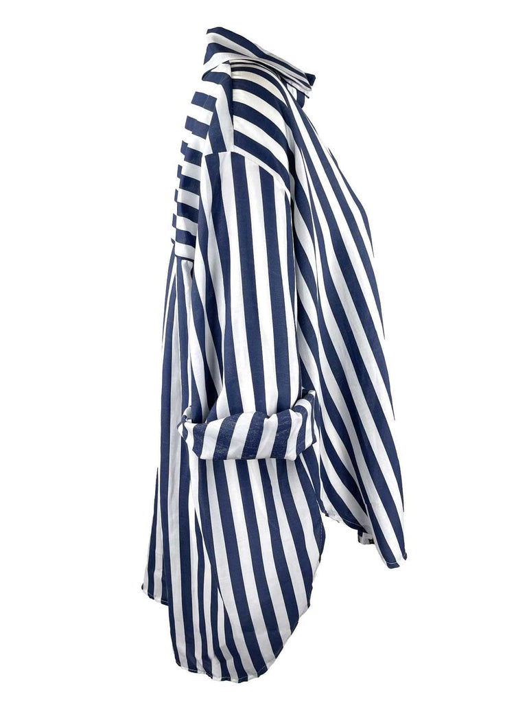 Bluse, gestreift, marine, Ansicht seitlich
