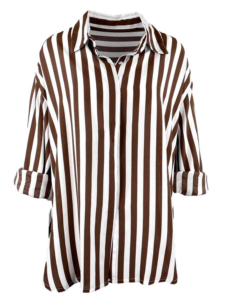 Bluse, gestreift, braun, Ansicht vorne