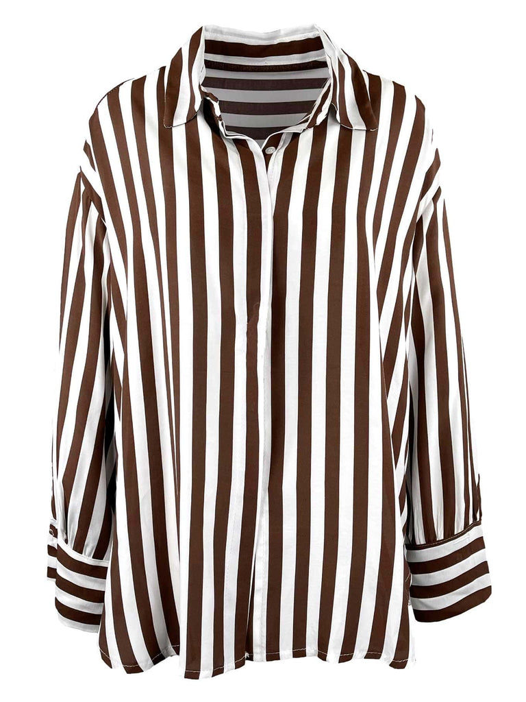 Bluse, gestreift, braun, Ansicht vorne