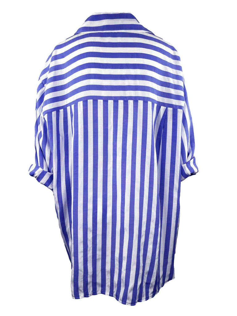 Bluse, gestreift, azurblau, Ansicht hinten
