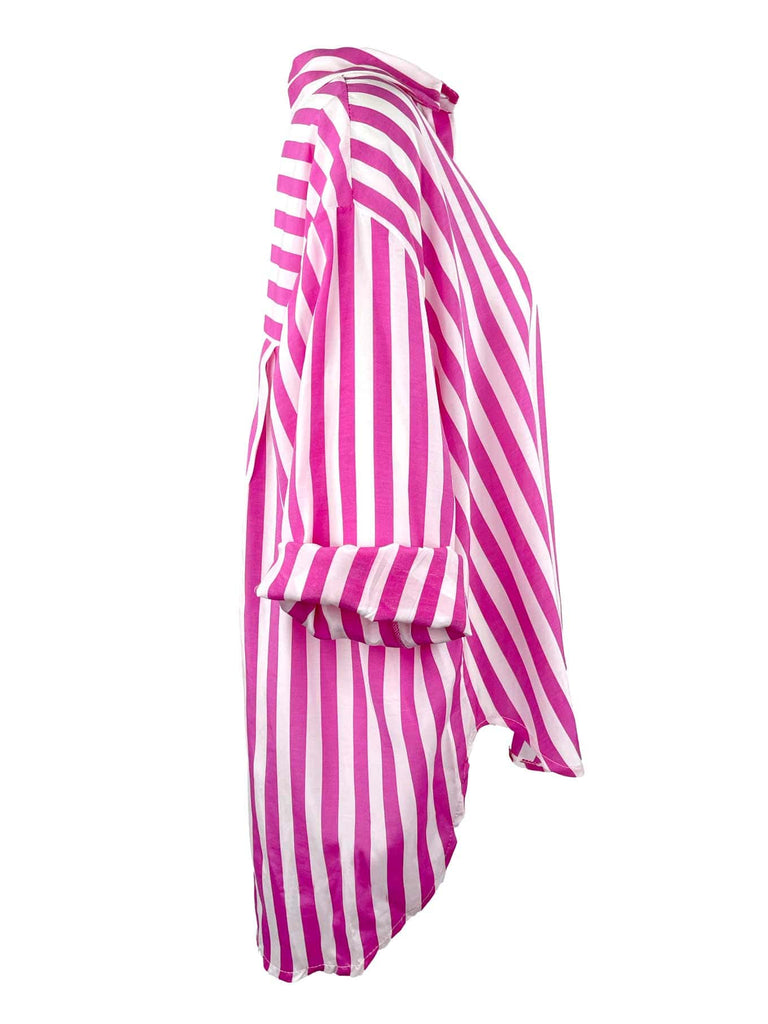 Bluse, gestreift, pink, Ansicht seitlich