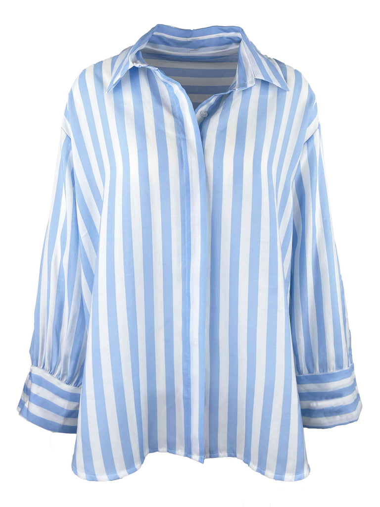 Bluse, gestreift, hellblau, Ansicht vorne