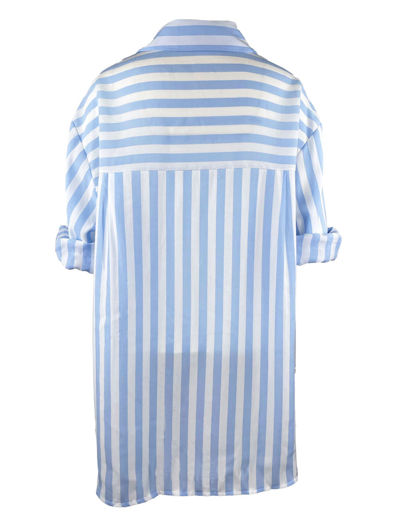 Bluse, gestreift, hellblau, Ansicht hinten