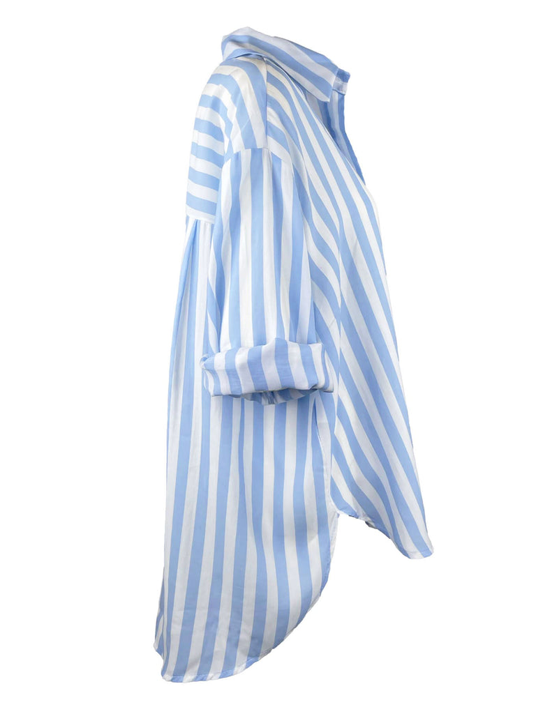 Bluse, gestreift, hellblau, Ansicht seitlich
