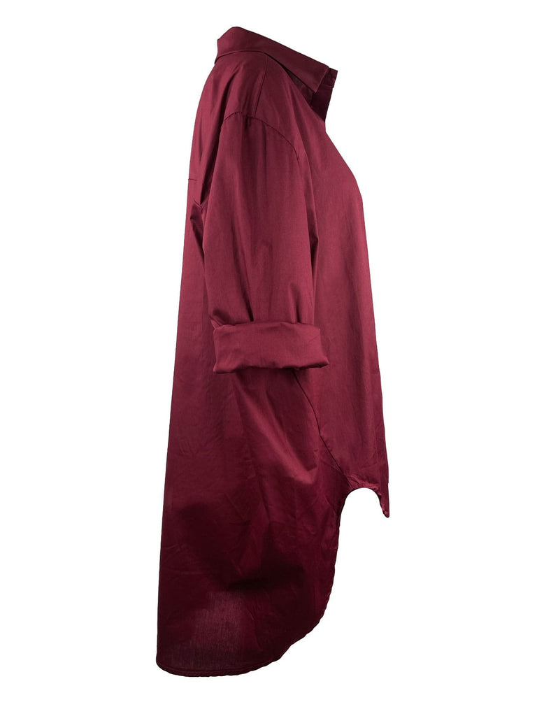 Longbluse, burgund, Ansicht seitlich