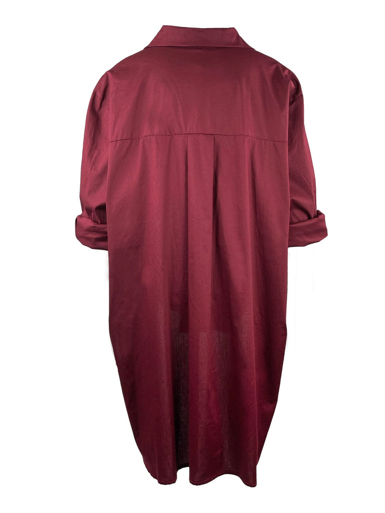 Longbluse, burgund, Ansicht hinten