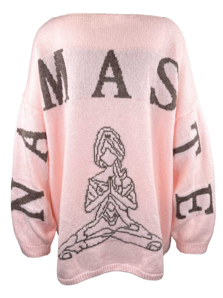 Pullover, Strick, Schriftzug Namaste, rosa, Ansicht hinten