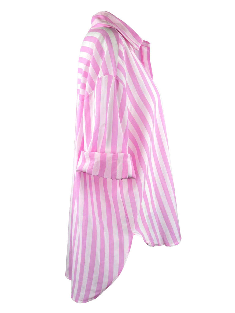 Bluse, gestreift, rosa, Ansicht seitlich