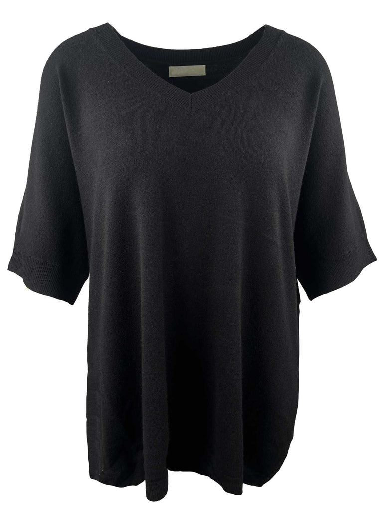 Pullover, VNeck, Kurzarm, schwarz, Ansicht vorne