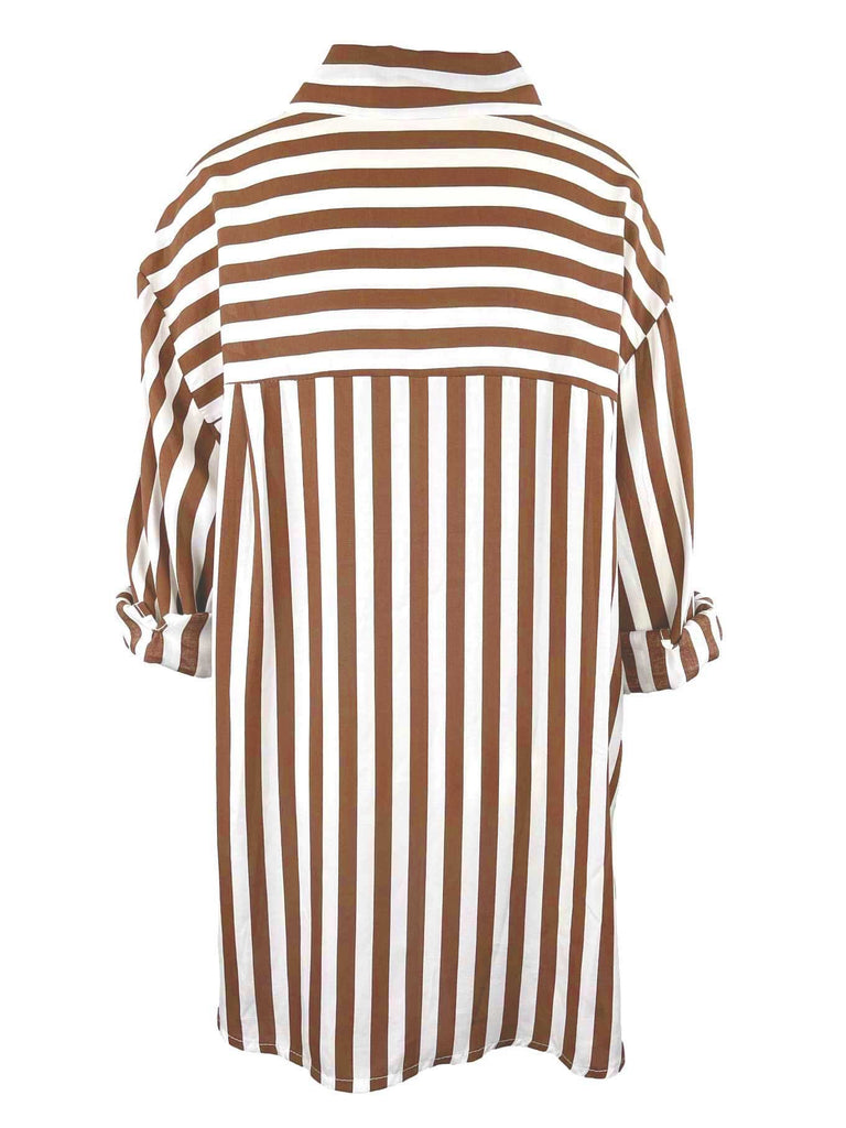 Bluse, gestreift, cognac, Ansicht hinten