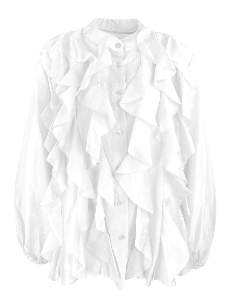Bluse, Volants, weiß, Ansicht vorne