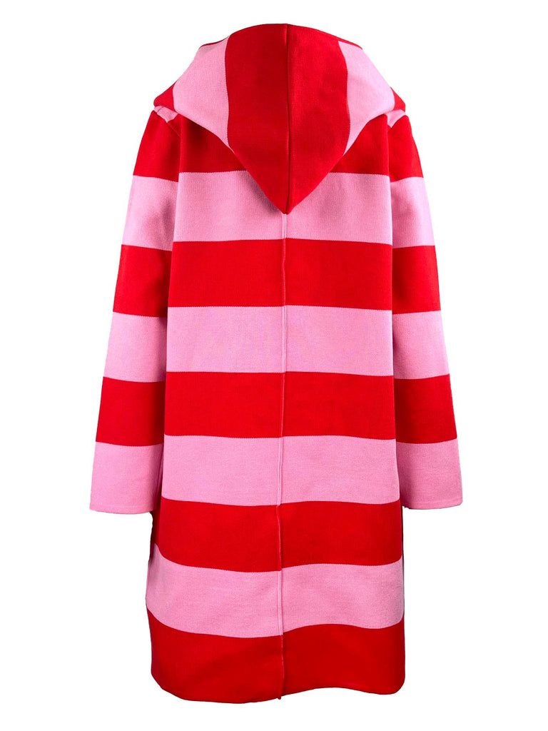 Strickjacke, gestreift, rot rosa, Ansicht hinten