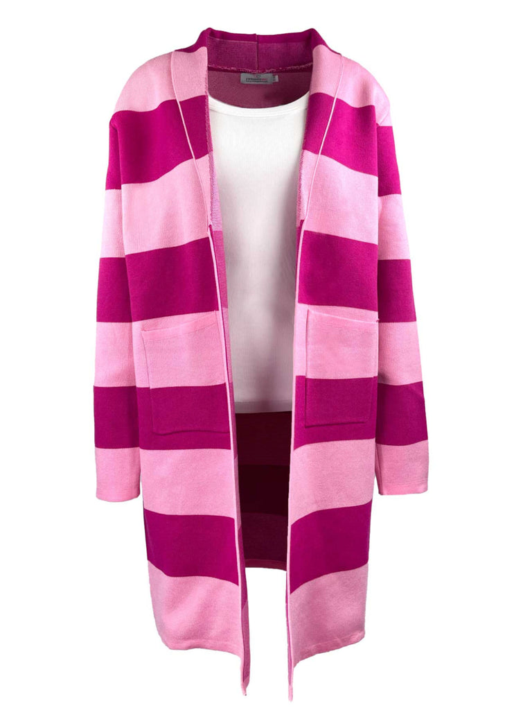 Strickjacke, gestreift, pink rosa, Ansicht vorne