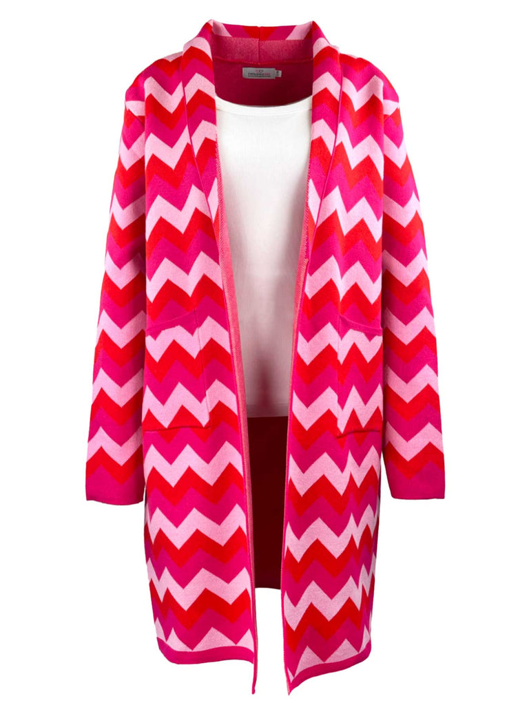 Strickjacke, Zickzack Muster, pink rot, Ansicht vorne