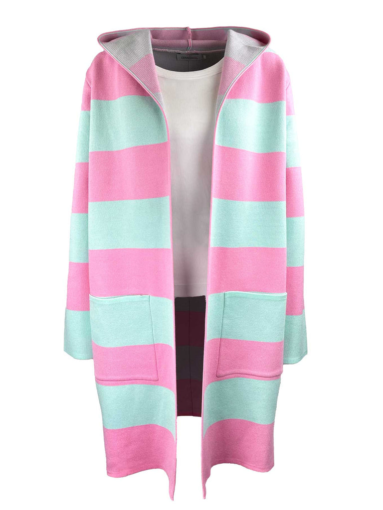 Strickjacke, gestreift, rosa mint, Ansicht vorne