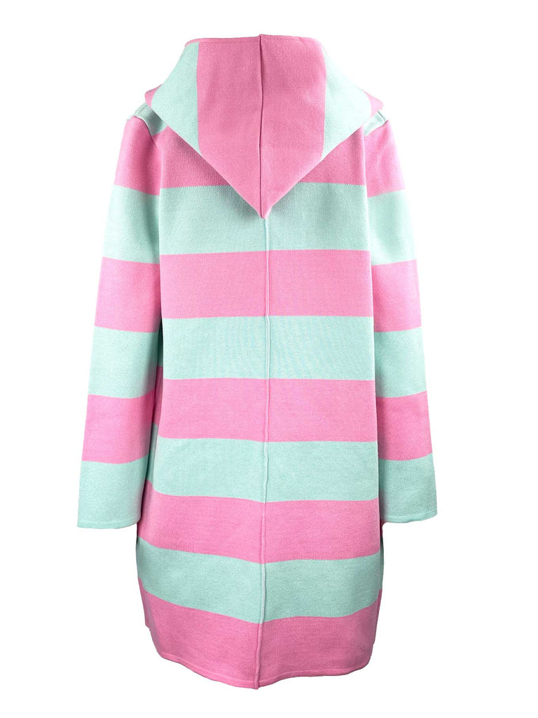 Strickjacke, gestreift, rosa mint, Ansicht hinten