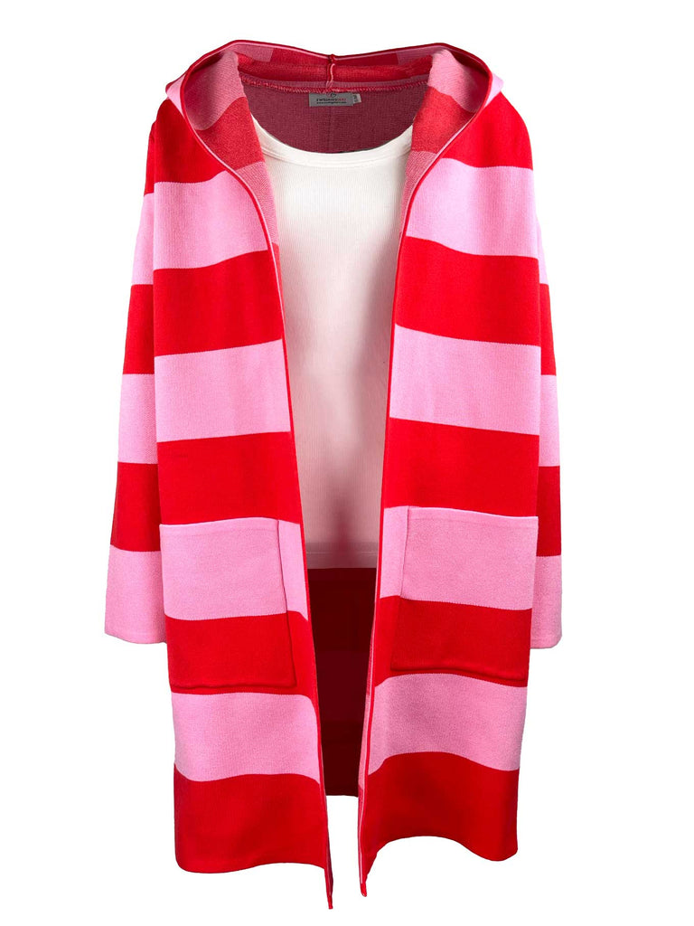 Strickjacke, gestreift, rot rosa, Ansicht vorne