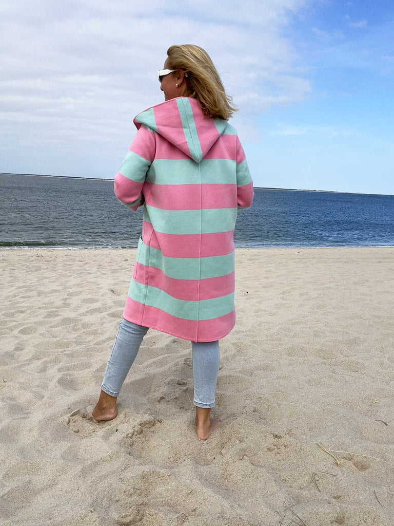 Strickjacke, gestreift, rosa mint, Ansicht hinten