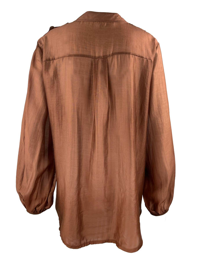 Bluse mit Volants, braun, Ansicht hinten