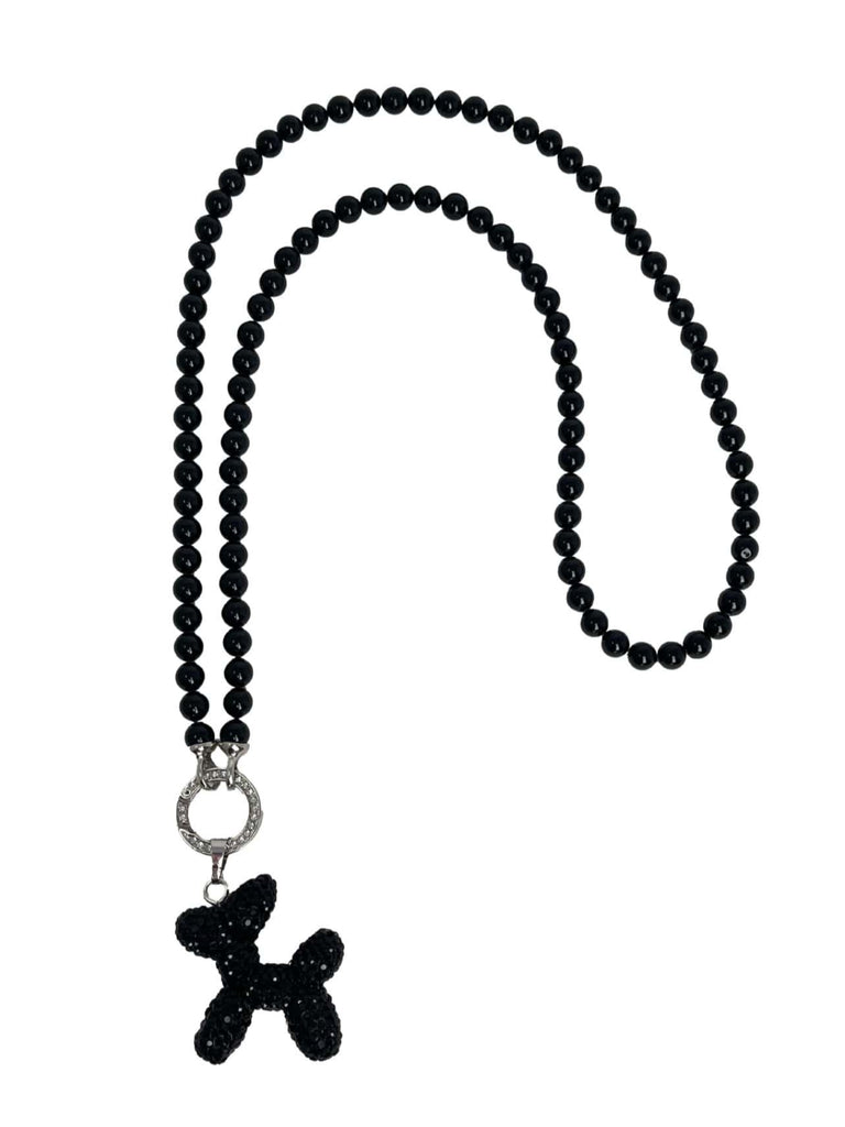 Perlenkette mit Pudelanhänger mit Strass