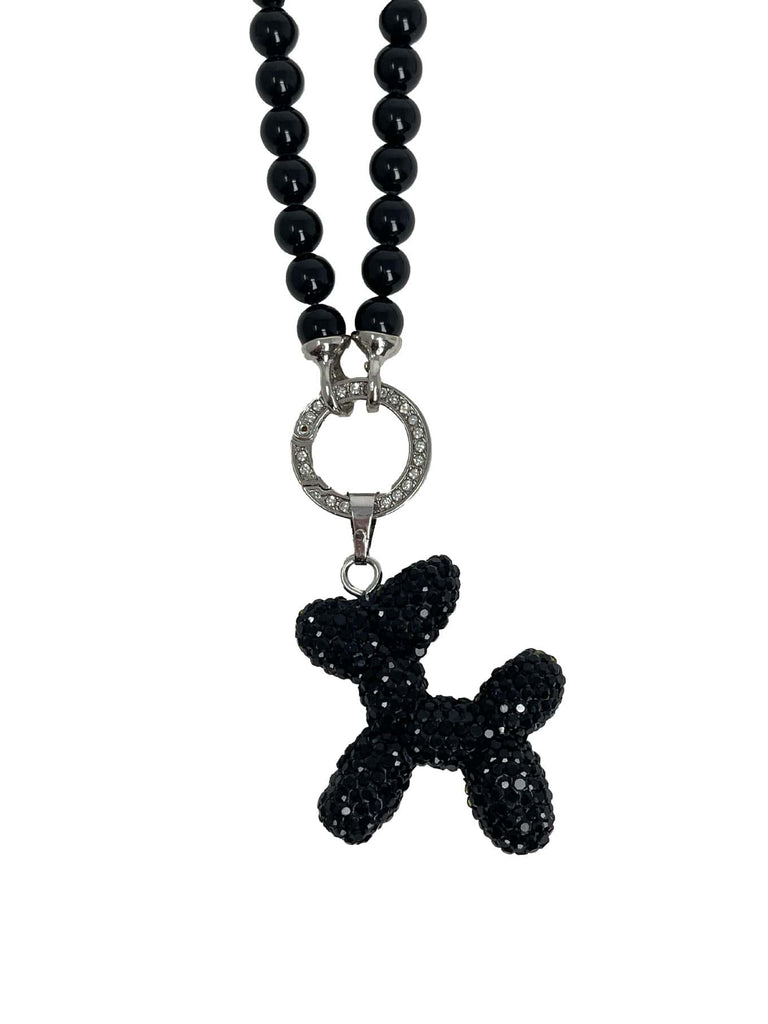 Perlenkette mit Pudelanhänger mit Strass
