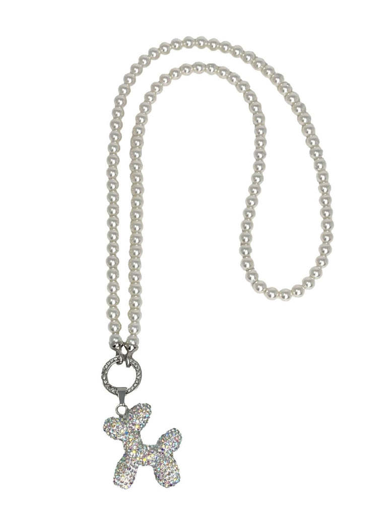 Perlenkette mit Pudelanhänger mit Strass