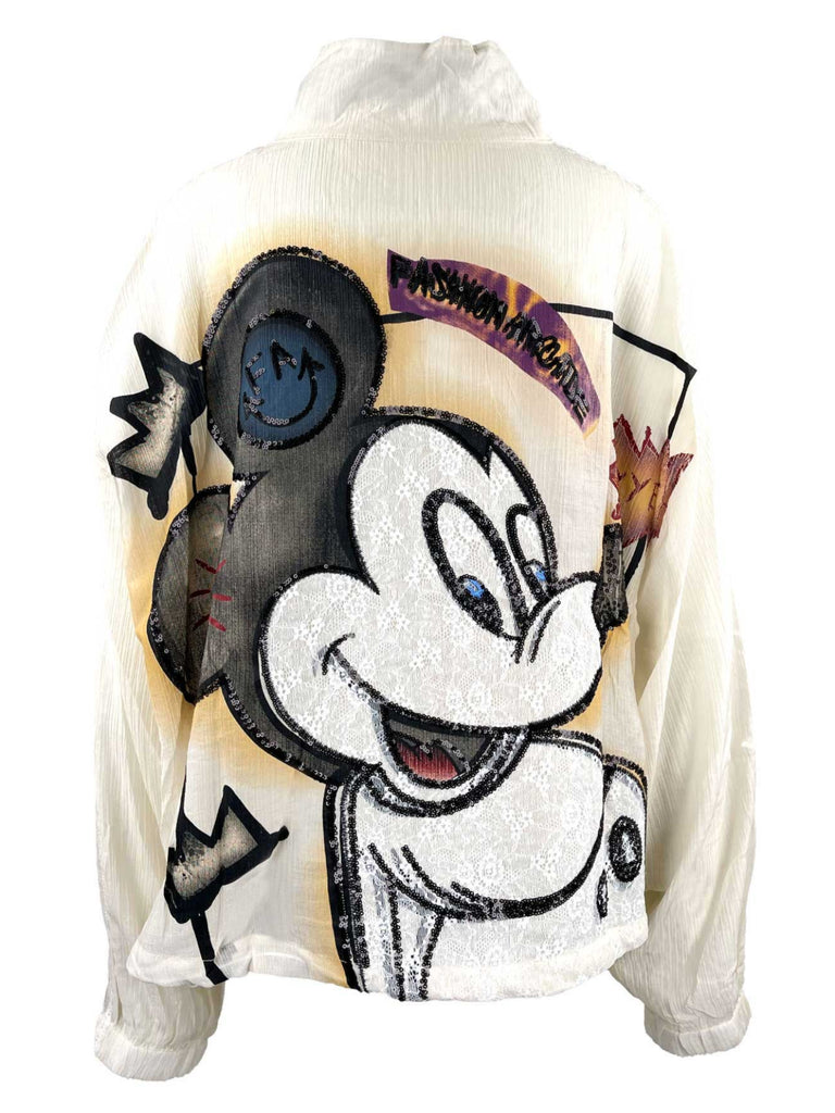 Jacke, Comic-Print, beige, Ansicht hinten