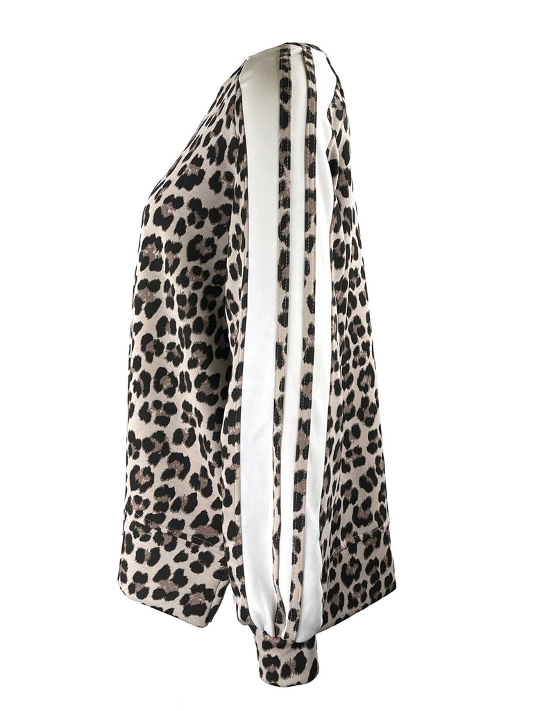 Sweatshirt Streifen leo creme, Ansicht seitlich