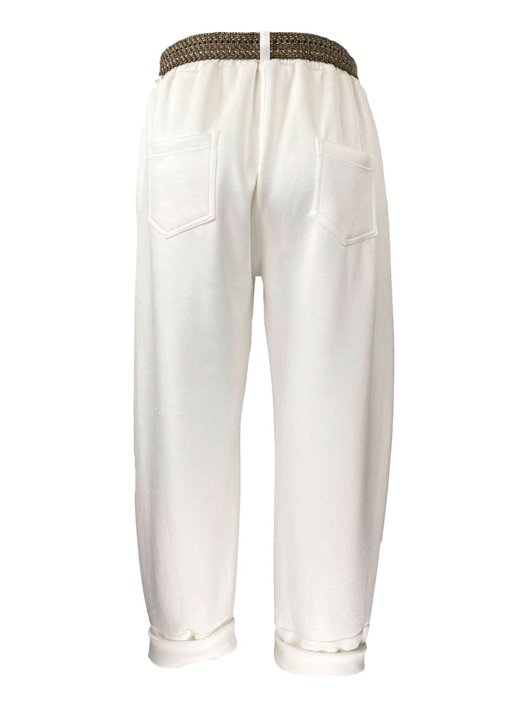 Hose mit Stoffgürtel creme, Ansicht hinten