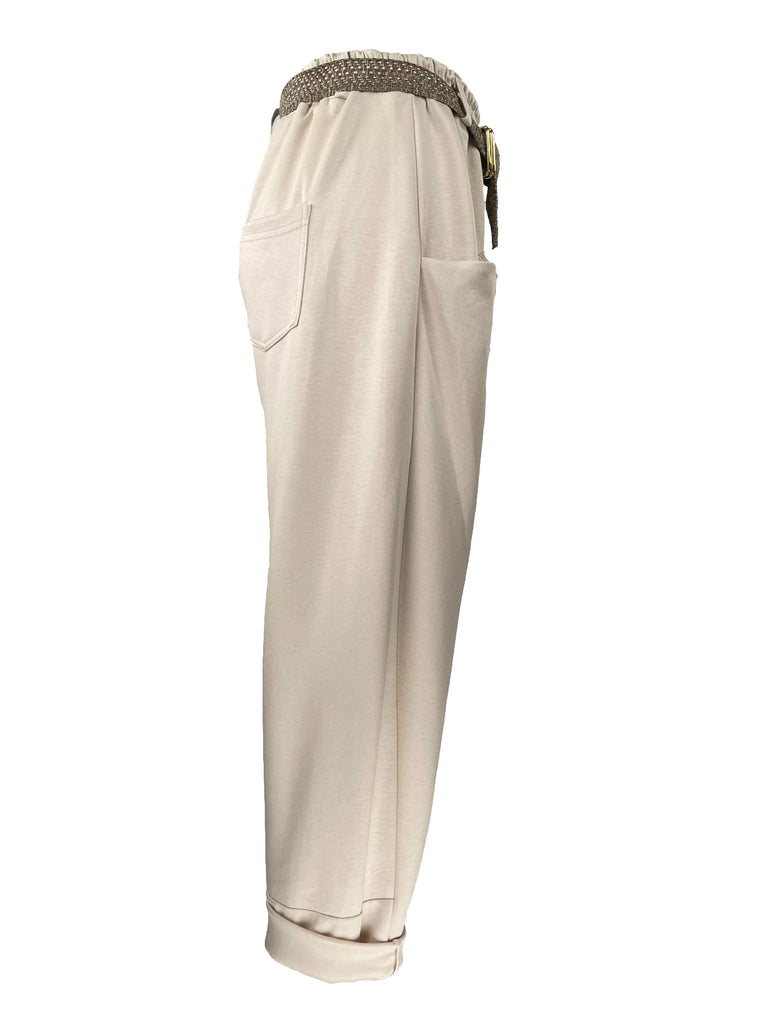 Hose mit Stoffgürtel creme, Ansicht seitlich