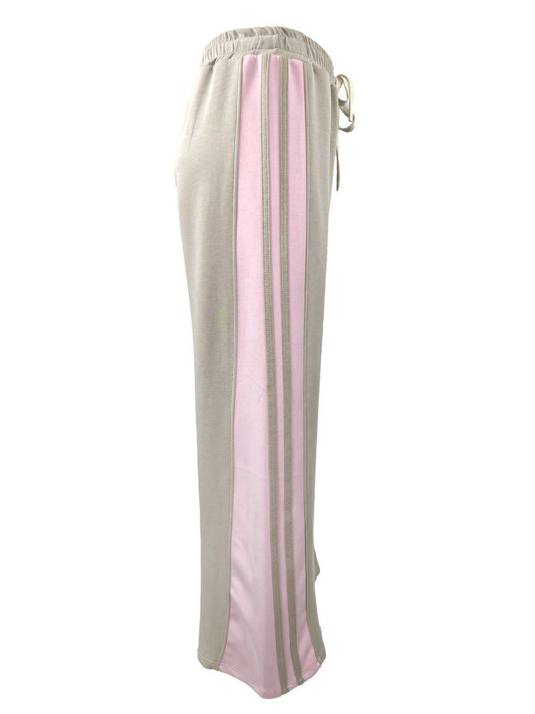 Sweathose Sportstreifen beige, Ansicht seitlich