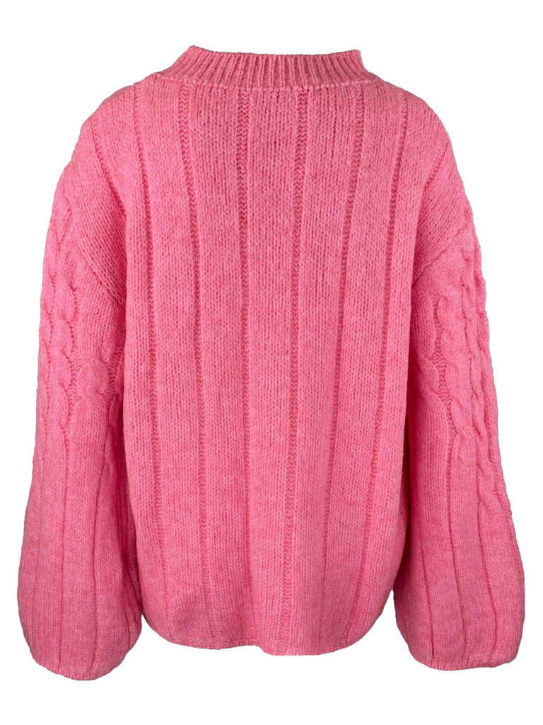 Pullover Zopf pink, Ansicht hinten