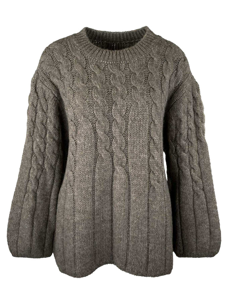 Pullover Zopf taupe, Ansicht vorn