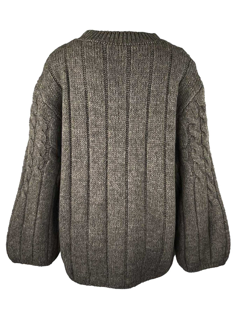 Pullover Zopf taupe, Ansicht hinten