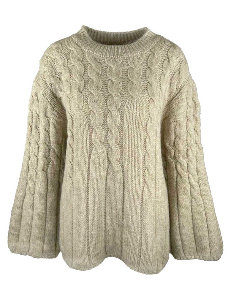 Pullover Zopf beige, Ansicht vorn