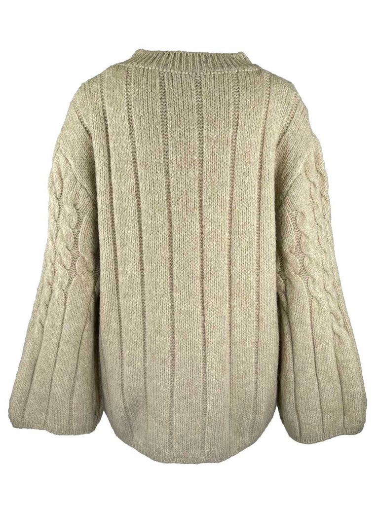 Pullover Zopf beige, Ansicht hinten