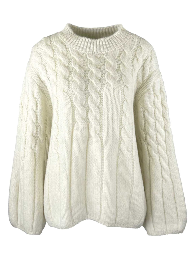 Pullover Zopf creme, Ansicht vorn