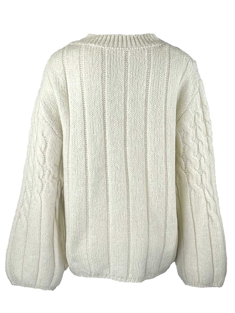 Pullover Zopf creme, Ansicht hinten