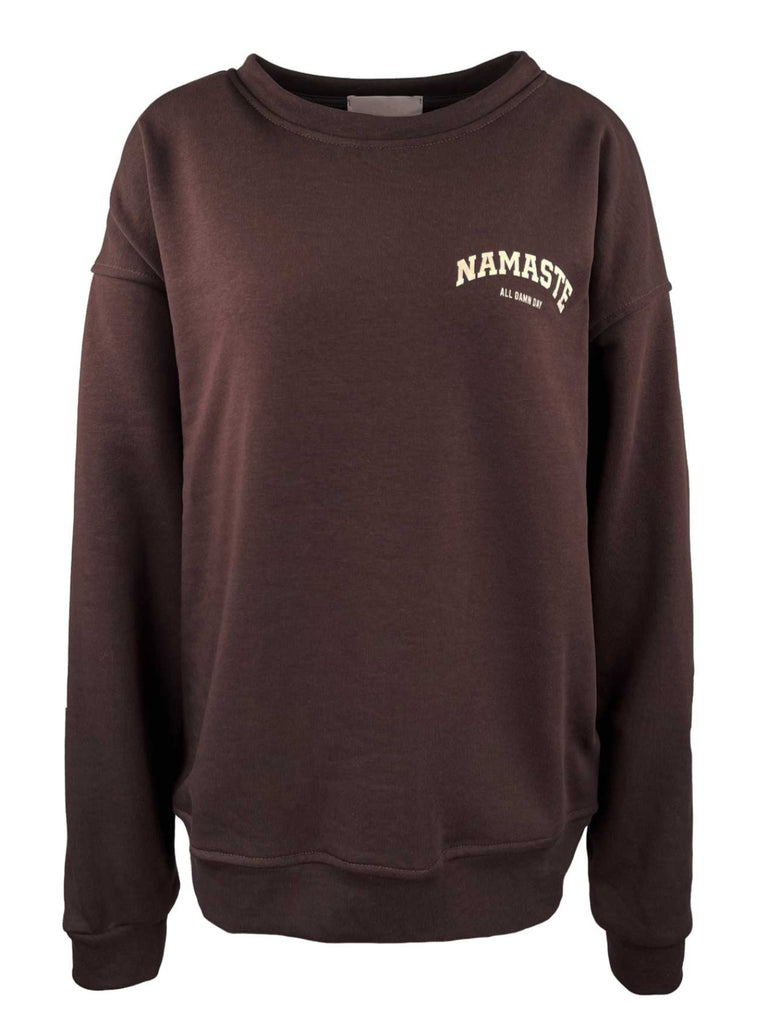 Sweatshirt Namaste schokobraun, Ansicht vorne