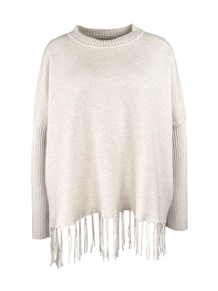 Pullover Fransen creme, Ansicht vorne